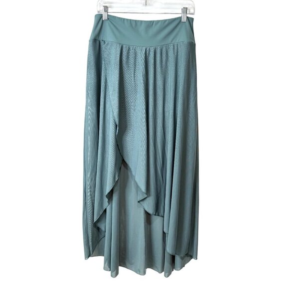 Halara 2-in-1 Skirt Asymmetrical Flowy High-Low Blue Green Womens Size L NEW - Picture 1 of 7